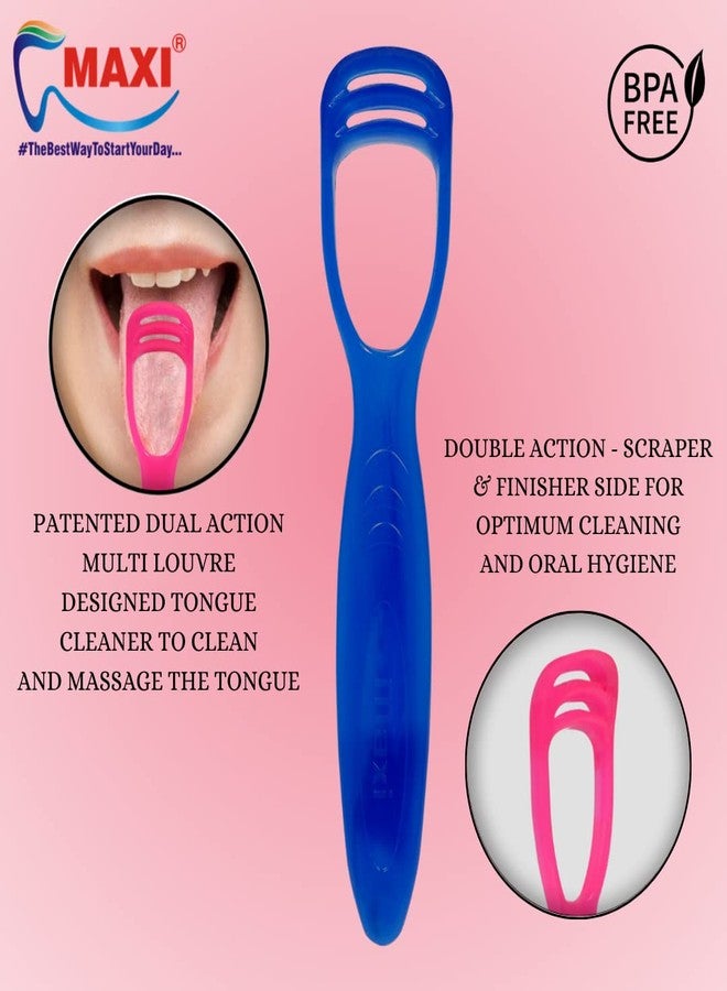 MAXI Style soft Bristles Manual Toothbrush with Tongue Cleaner,Oral Hygiene Kit, Multicolor (Pack of 4) - Image 3